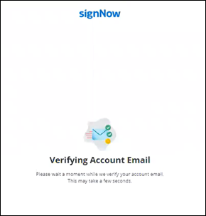 screen that displays while email is being verified